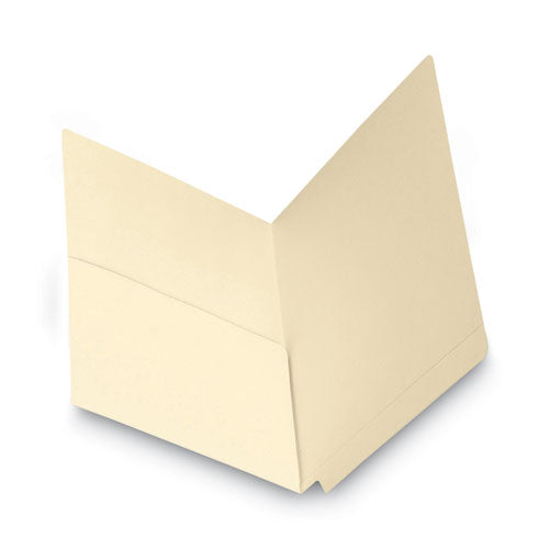 Image of Smead Heavyweight Manila End Tab Pocket Folders, Interior Front Panel Pocket, Straight Tabs, Letter Size, 11-pt Manila, 50/Box
