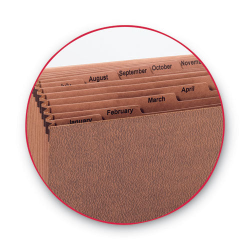 Image of Smead TUFF Expanding Wallet, 12 Sections, Elastic Cord Closure, 1/6-Cut Tabs, Letter Size, Redrope