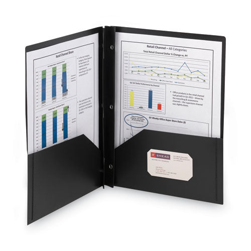 Image of Smead Poly Two-Pocket Folder With Fasteners, 180-Sheet Capacity, 11 X 8.5, Black, 25/box