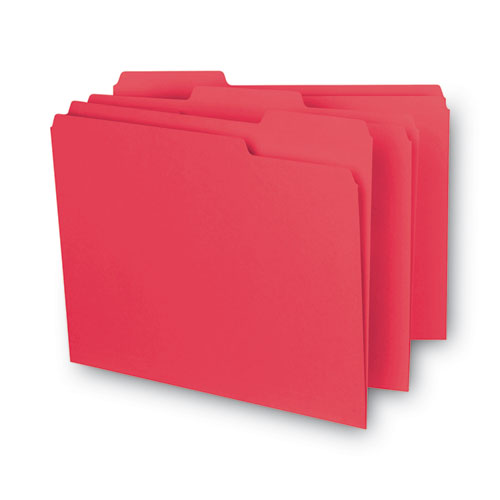 Image of Smead Interior File Folders, 1/3-Cut Tabs: Assorted, Letter Size, 0.75" Expansion, Red, 100/Box
