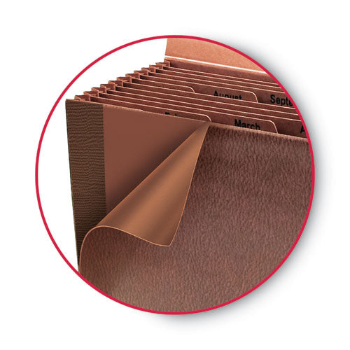 Image of Smead TUFF Expanding Wallet, 12 Sections, Elastic Cord Closure, 1/6-Cut Tabs, Letter Size, Redrope