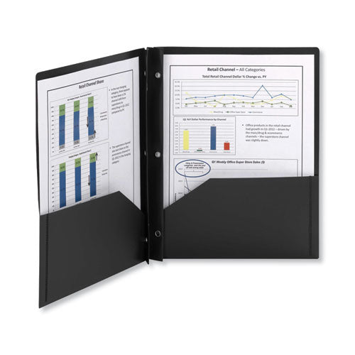 Image of Smead Poly Two-Pocket Folder With Fasteners, 180-Sheet Capacity, 11 X 8.5, Black, 25/box