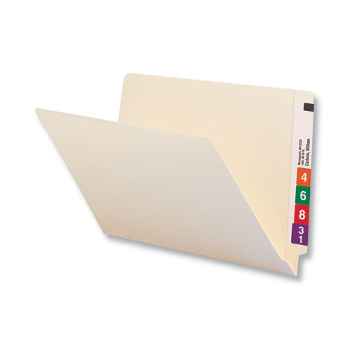 Image of Smead Heavyweight Manila End Tab Folders, 9.5" High Front, Reinforced Straight Tabs, Legal Size, 0.75" Expansion, Manila, 100/Box