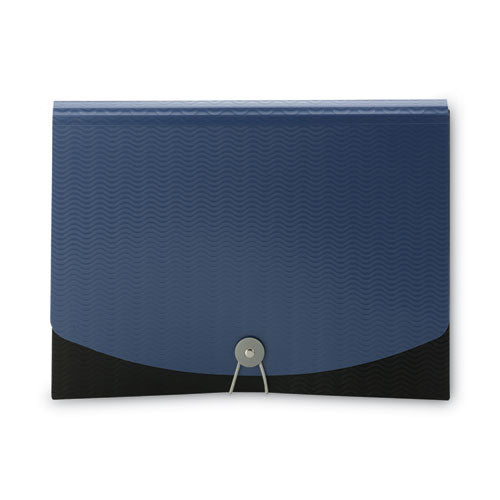 Image of Smead 12-Pocket Poly Expanding File, 0.88" Expansion, 12 Sections, Cord/Hook Closure, 1/6-Cut Tabs, Letter Size, Black/Blue