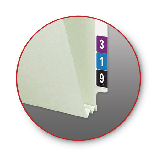 Image of Smead End Tab Pressboard Classification Folders, Two SafeSHIELD Coated Fasteners, 2" Expansion, Letter Size, Gray-Green, 25/Box