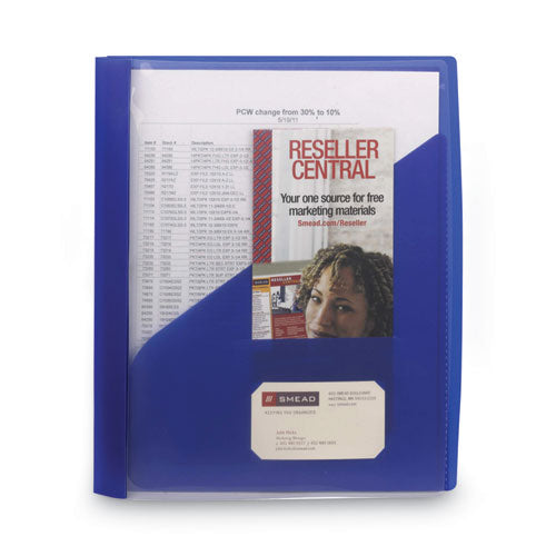 Image of Smead Clear Front Poly Report Cover, Double-Prong Fastener, 0.5" Capacity, 8.5 X 11, Clear/blue, 5/pack