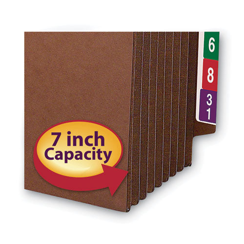 Image of Smead Heavy-Duty Redrope End Tab Tuff Pockets, 7" Expansion, Legal Size, Redrope, 5/box