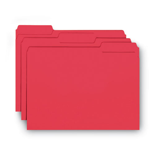 Image of Smead Interior File Folders, 1/3-Cut Tabs: Assorted, Letter Size, 0.75" Expansion, Red, 100/Box