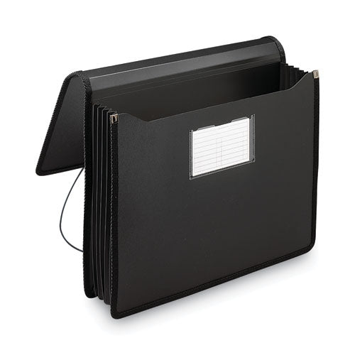 Image of Smead Poly Premium Wallets, 5.25" Expansion, 1 Section, Elastic Cord Closure, Letter Size, Black