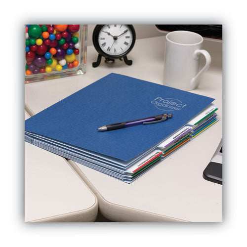 Image of Smead 10-Pocket Project Organizer with Indexed Tabs (1-10), 10 Sections, Unpunched, 1/3-Cut Tabs, Letter Size, Lake Blue/Navy Blue