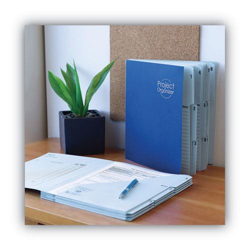 Image of Smead 10-Pocket Project Organizer with Indexed Tabs (1-10), 10 Sections, Unpunched, 1/3-Cut Tabs, Letter Size, Lake Blue/Navy Blue