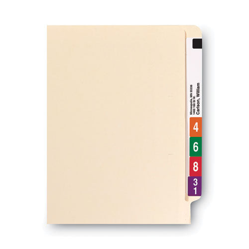Image of Smead Heavyweight Manila End Tab Folders, 9.5" High Front, Reinforced Straight Tabs, Legal Size, 0.75" Expansion, Manila, 100/Box