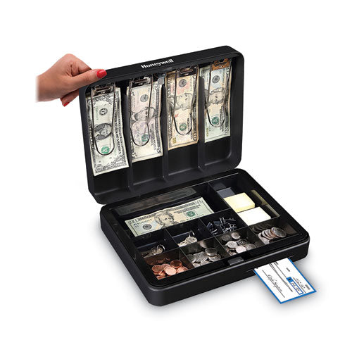 Image of Honeywell Deluxe Cash Security Box, 11.8 X 9.4 X 3.7, Steel, Black