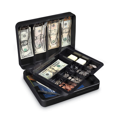 Image of Honeywell Deluxe Cash Security Box, 11.8 X 9.4 X 3.7, Steel, Black