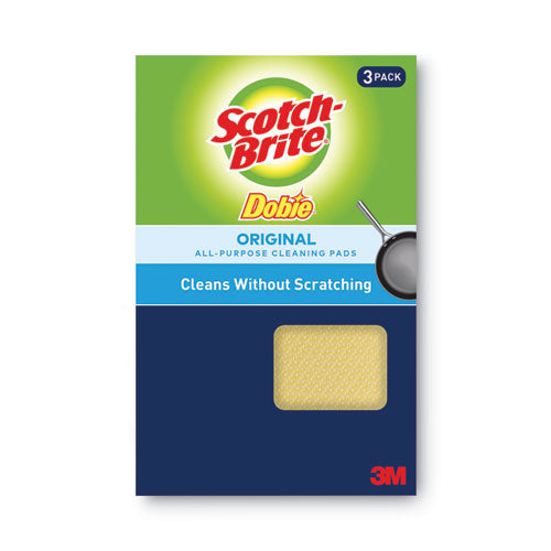 Image of Scotch-Brite® Dobie All-Purpose Cleaning Pad, 4.3 X 2.6, 0.5" Thick, Yellow, 3/pack