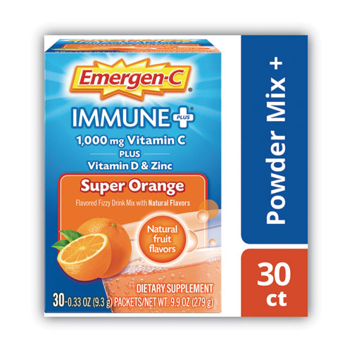 Image of Emergen-C® Immune+ Formula, 0.33 Oz, Super Orange, 30 Packets