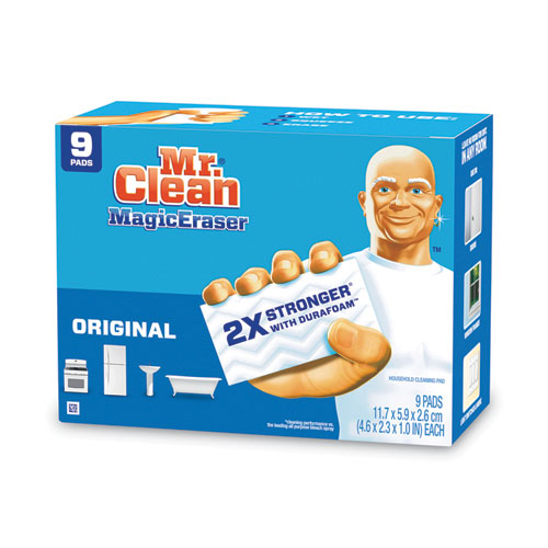 Image of Mr. Clean® Magic Eraser, 4.6 X 2.4, 0.7" Thick, White, 9/pack