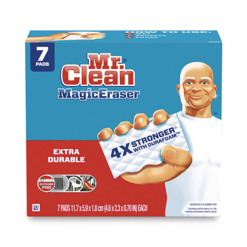 Image of Mr. Clean® Magic Eraser Extra Durable. 4.6 X 2.4, 0.7" Thick, White, 7/pack