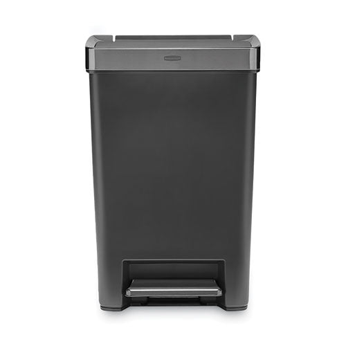 Image of Rubbermaid® Commercial Premier Series III Step-On Waste Container, 12.4 gal, Plastic, Black/Stainless Steel