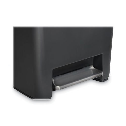 Image of Rubbermaid® Commercial Premier Series III Step-On Waste Container, 12.4 gal, Plastic, Black/Stainless Steel