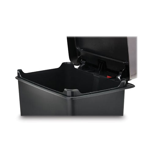 Image of Rubbermaid® Commercial Premier Series III Step-On Waste Container, 12.4 gal, Plastic, Black/Stainless Steel