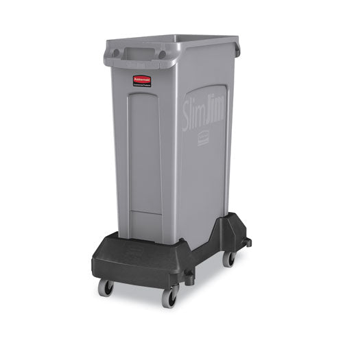 Image of Rubbermaid® Commercial Slim Jim Resin Trainable Dolly, 120 lb Capacity, 23.86 x 14.71 x 8.36, Black