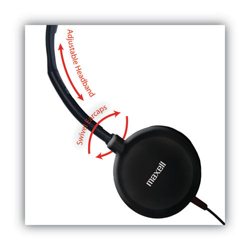 Image of Maxell® HP200 Headphone with Microphone, 6 ft Cord, Black