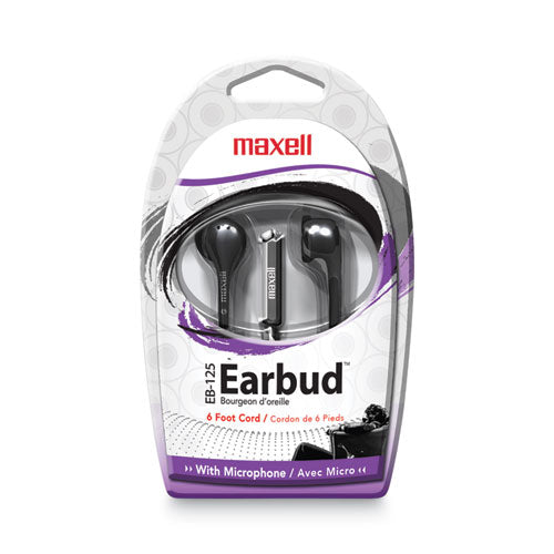 Image of Maxell® EB125 Earbud with MIC, 6 ft Cord, Black