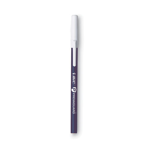 Image of BIC® PrevaGuard Round Stic Ballpoint Pen, Stick, Medium 1 mm, Blue Ink, Blue Barrel, 8/Pack
