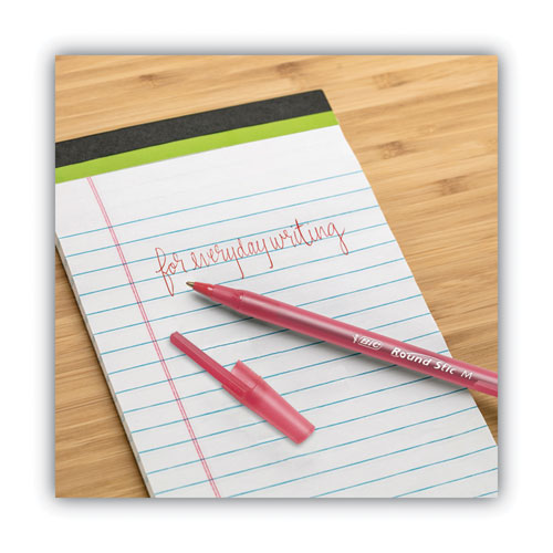 Image of BIC® Round Stic Xtra Life Ballpoint Pen, Stick, Medium 1 Mm, Red Ink, Translucent Red Barrel, Dozen