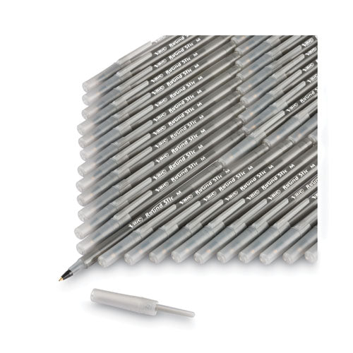 Image of BIC® Round Stic Xtra Life Ballpoint Pen Xtra Value Pack, Stick, Medium 1 mm, Black Ink, Translucent Frost Barrel, 240/Carton