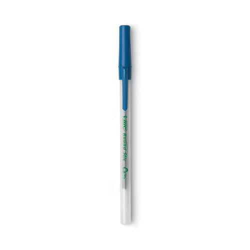 Image of BIC® Ecolutions Round Stic Ballpoint Pen Value Pack, Stick, Medium 1 Mm, Blue Ink, Clear Barrel, 50/pack