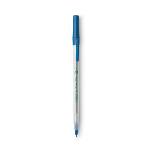 Image of BIC® Ecolutions Round Stic Ballpoint Pen Value Pack, Stick, Medium 1 Mm, Blue Ink, Clear Barrel, 50/pack