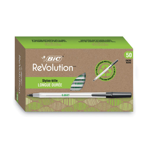 Image of BIC® Ecolutions Round Stic Ballpoint Pen Value Pack, Stick, Medium 1 Mm, Black Ink, Clear Barrel, 50/pack