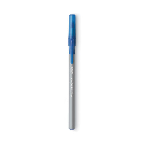 Image of BIC® Round Stic Grip Xtra Comfort Ballpoint Pen Value Pack, Easy-Glide, Stick, Medium 1.2 Mm, Blue Ink, Gray/blue Barrel, 36/pack