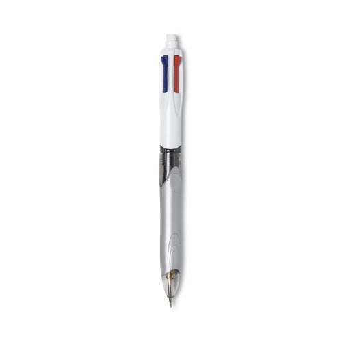 Image of BIC® 4-Color 3 + 1 Ballpoint Pen/Pencil, Retractable, Medium 1 mm Pen/0.7 mm Pencil, Black/Blue/Red Ink, Gray/White Barrel