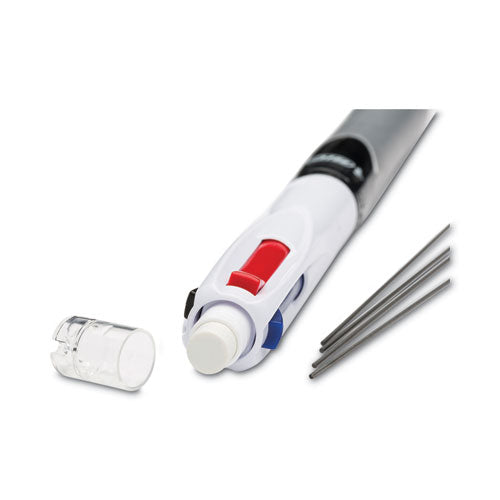 Image of BIC® 4-Color 3 + 1 Ballpoint Pen/Pencil, Retractable, Medium 1 mm Pen/0.7 mm Pencil, Black/Blue/Red Ink, Gray/White Barrel