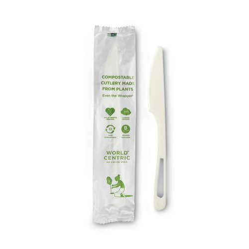 Image of World Centric® TPLA Compostable Cutlery, Knife, Plastic, White, 750/Carton