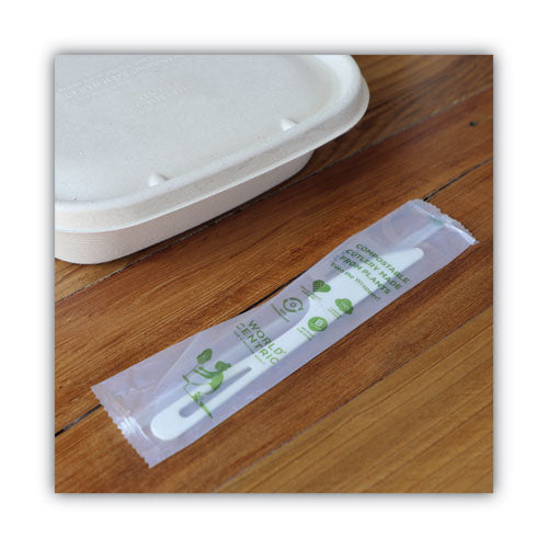 Image of World Centric® TPLA Compostable Cutlery, Knife, Plastic, White, 750/Carton