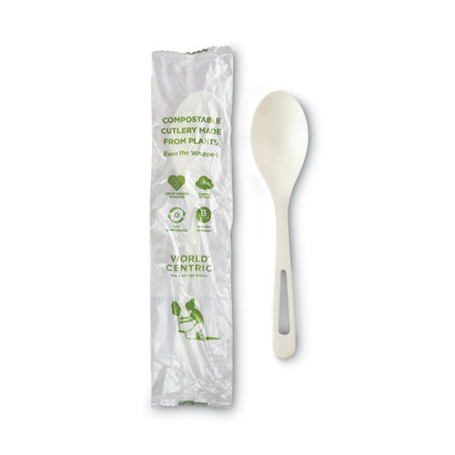 Image of World Centric® TPLA Compostable Cutlery, Spoon, Plastic, White, 750/Carton
