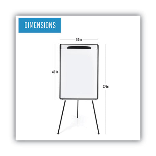 Image of MasterVision® Magnetic Gold Ultra Dry Erase Tripod Presentation Easel with Arms, 28" x 38.5", White Surface, Black/Silver Aluminum Frame