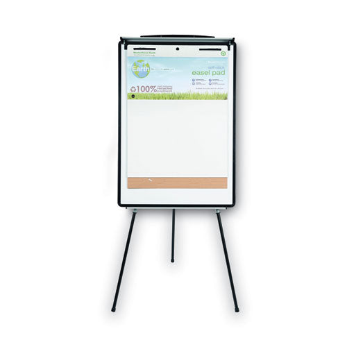 Image of MasterVision® Magnetic Gold Ultra Dry Erase Tripod Presentation Easel with Arms, 28" x 38.5", White Surface, Black/Silver Aluminum Frame