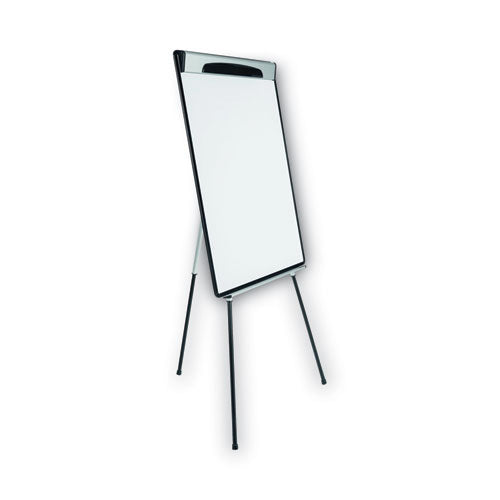 Image of MasterVision® Magnetic Gold Ultra Dry Erase Tripod Presentation Easel with Arms, 28" x 38.5", White Surface, Black/Silver Aluminum Frame