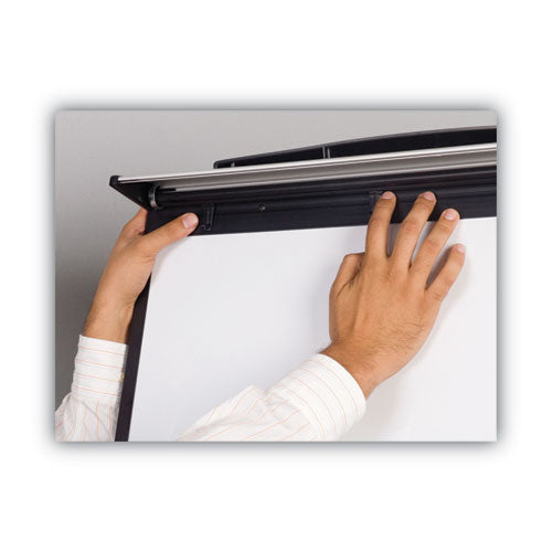 Image of MasterVision® Magnetic Gold Ultra Dry Erase Tripod Presentation Easel with Arms, 28" x 38.5", White Surface, Black/Silver Aluminum Frame