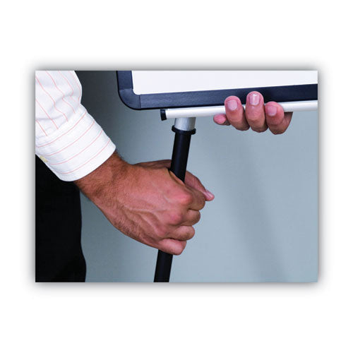 Image of MasterVision® Magnetic Gold Ultra Dry Erase Tripod Presentation Easel with Arms, 28" x 38.5", White Surface, Black/Silver Aluminum Frame