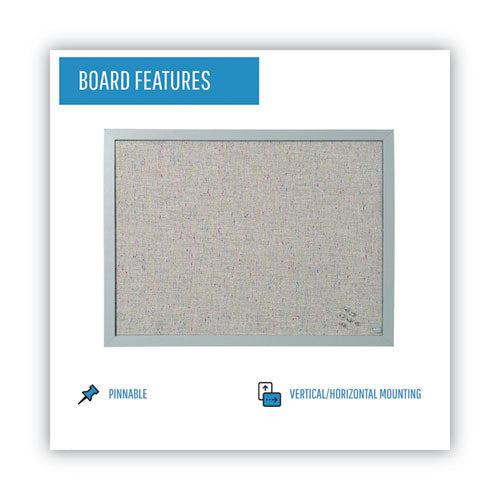 Image of MasterVision® Designer Fabric Bulletin Board, 24" x 18", Gray Surface, Gray Fiberboard (MDF) Frame