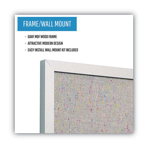 Image of MasterVision® Designer Fabric Bulletin Board, 24" x 18", Gray Surface, Gray Fiberboard (MDF) Frame