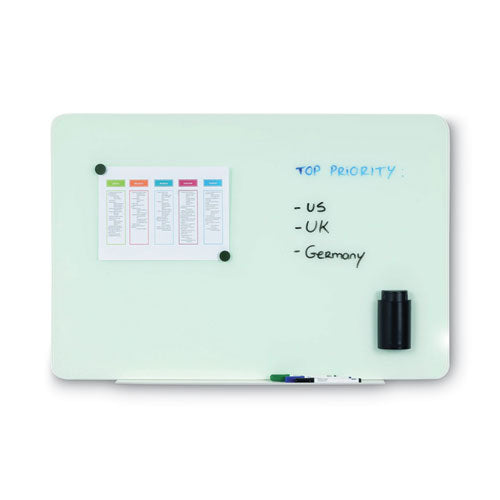 Image of MasterVision® Magnetic Glass Dry Erase Board, 48" x 36", Opaque White Surface