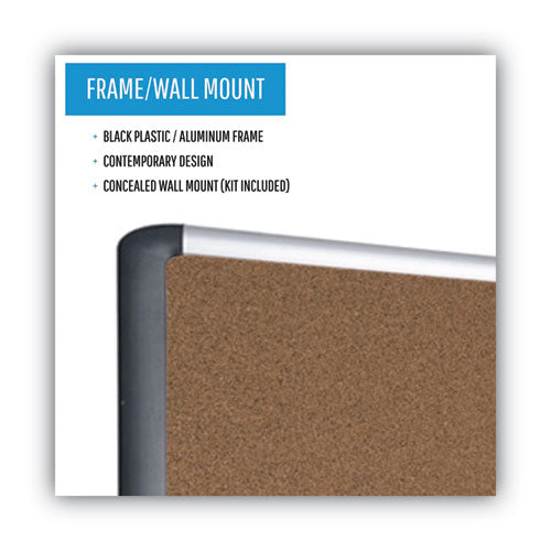 Image of MasterVision® Tech Cork Board, 48" x 36", Tan Surface, Silver/Black Aluminum Frame