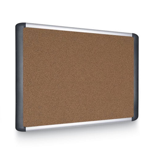 Image of MasterVision® Tech Cork Board, 48" x 36", Tan Surface, Silver/Black Aluminum Frame